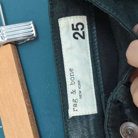 Rag & Bone Casey coated crop flare pants in dark green size 25 - Picture 4 of 6